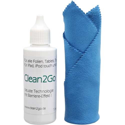 Clean2Go Reinigungs-Set, f&uuml;r iPad, iPhone, iPod, Tochscreens, Display etc., mit Mikrofasertuch, 50ml