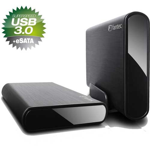 Externe Festplatte 2TB, USB 3.0/eSATA, Fantec DB-ALU3e schwarz, mit SATA-HDD