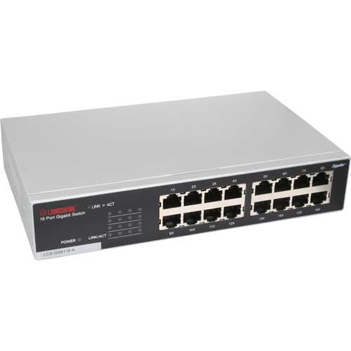 Gigabit Switch, 16-Port, Longshine LCS-GS8116-A, Desktop, L&uuml;fterlos