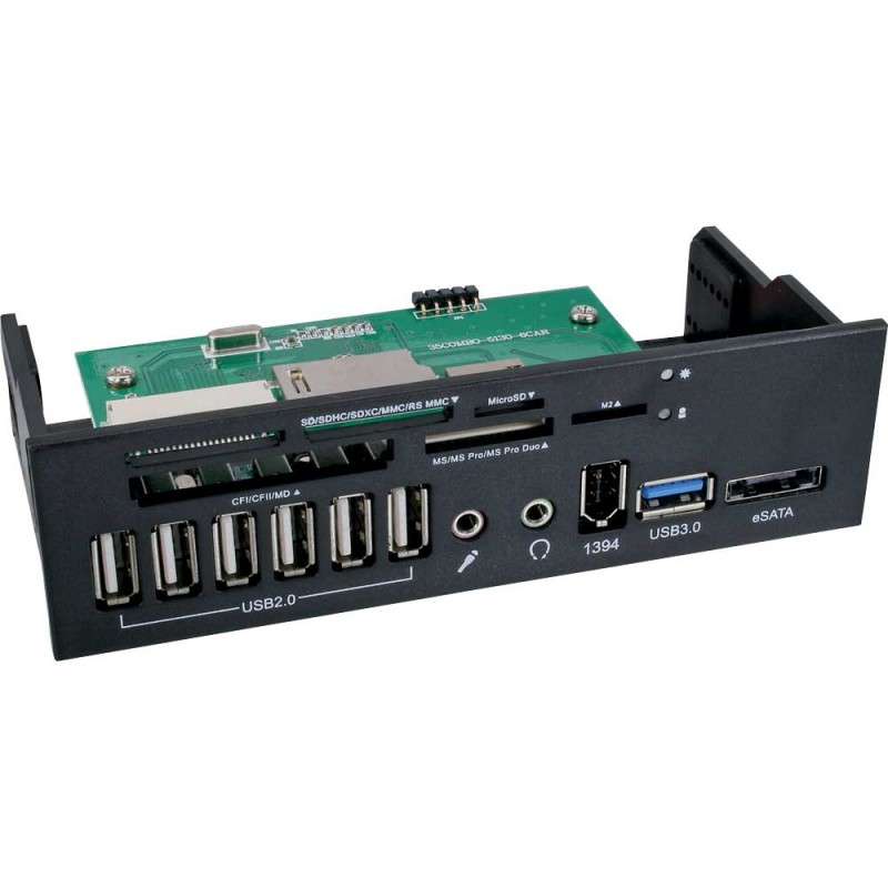 InLine&reg; Frontpanel f&uuml;r den DVD-Schacht, Cardreader, Audio, 1x eSATA / 1x USB 3.0 / 6x USB 2.0