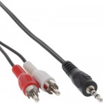 InLine® Cinch/Klinke Kabel, 2x Cinch Stecker an 3,5mm Klinke Stecker, 2m