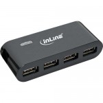 InLine� Mini USB 2.0 4-Port Hub, mit Netzteil, schwarz