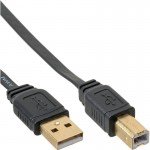 InLine� USB 2.0 Flachkabel, A an B, schwarz, Kontakte...
