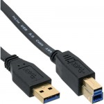 InLine� USB 3.0 Flachkabel, A an B, schwarz, Kontakte...
