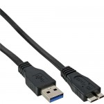InLine� USB 3.0 Flachkabel, A an Micro B, schwarz, 1,8m