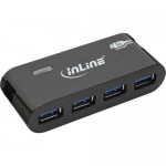 InLine� USB 3.0 Hub, 4 Port, mit Netzteil, schwarz