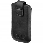 Universal PU-Ledertasche (schwarz), mit Ausziehlasche...